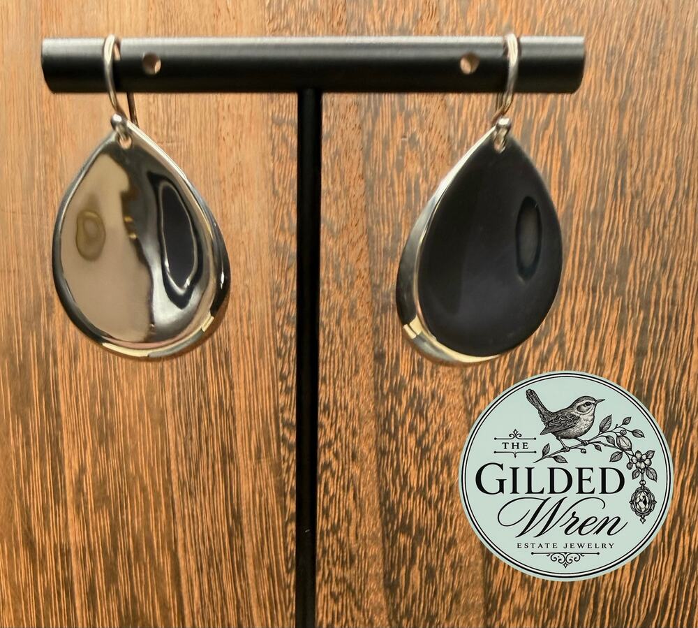 Silpada W2064 Sterling Silver Concave Teardrop Dangle Earrings Retired Modernist